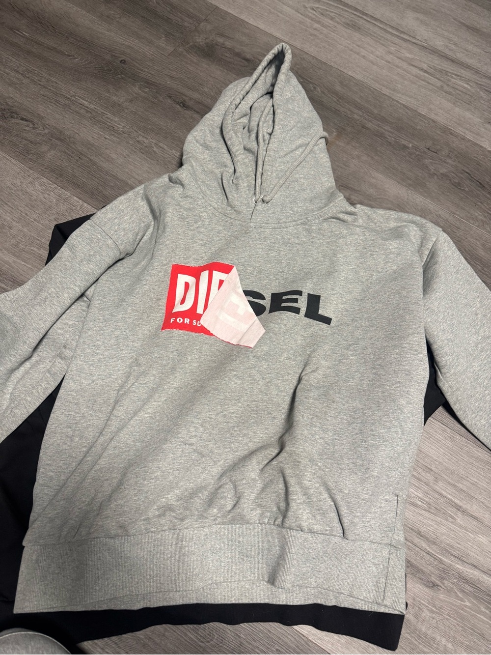 NWOT Diesel Gray Logo Hoodie - Men's Pullover Sweater